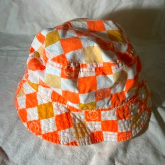 Target Other - 100% Cotton Bucket Hat for Infants Velcro Chin Strap Checkerboard & Smiley Faces